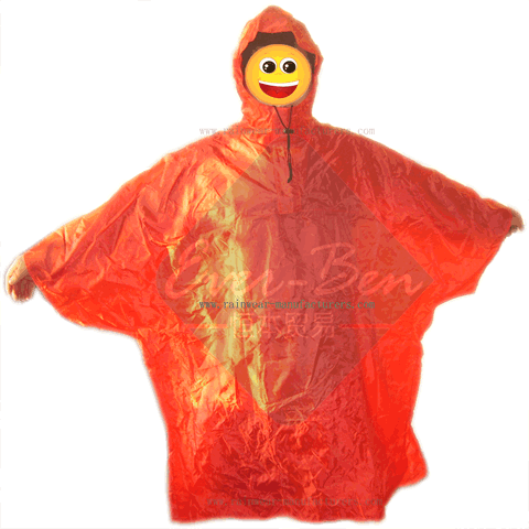 Red Nylon ladies waterproof poncho rain jacket-nylon raincape